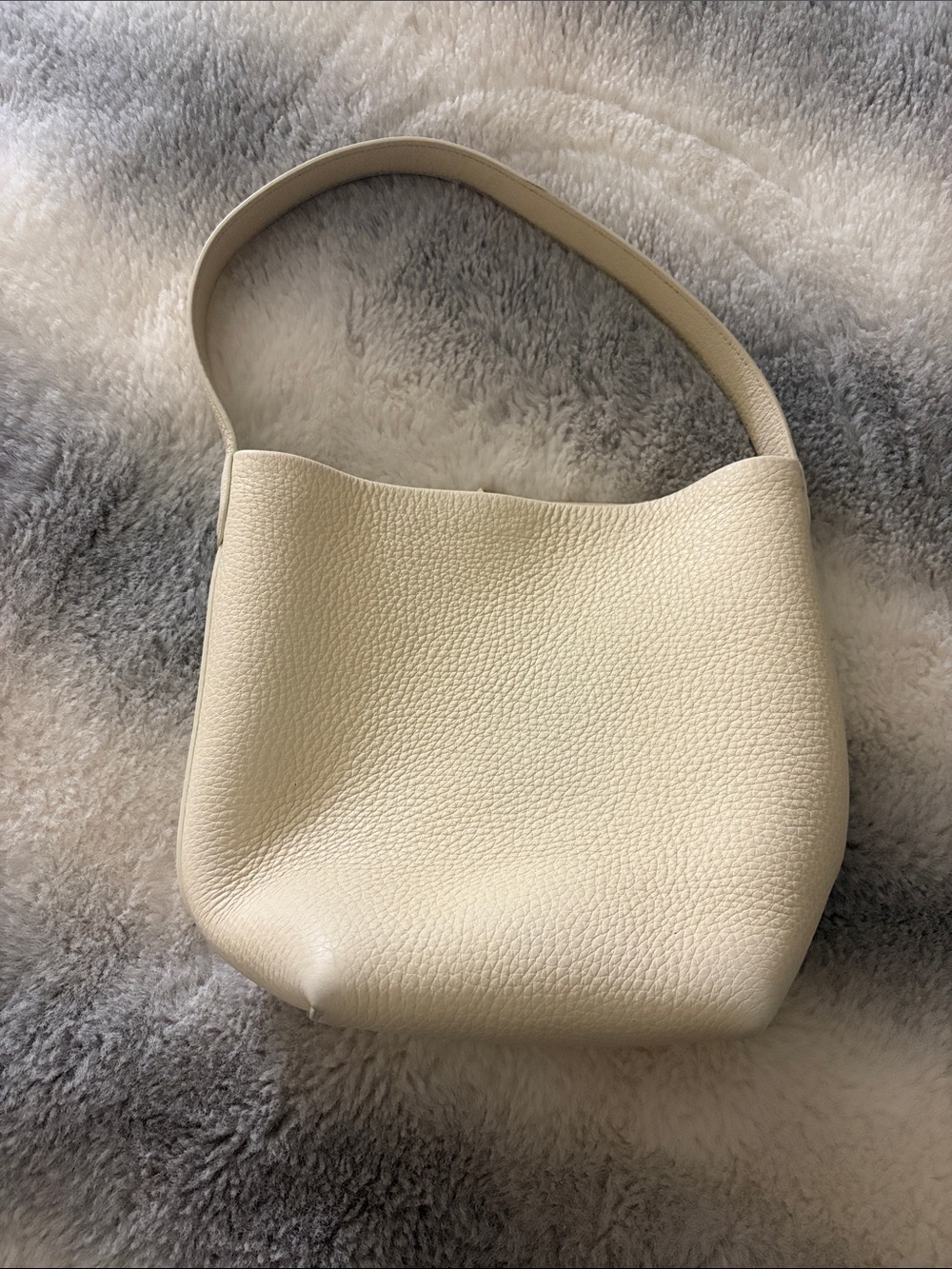 The Row Cream Pebble-Textured Shoulder Bag